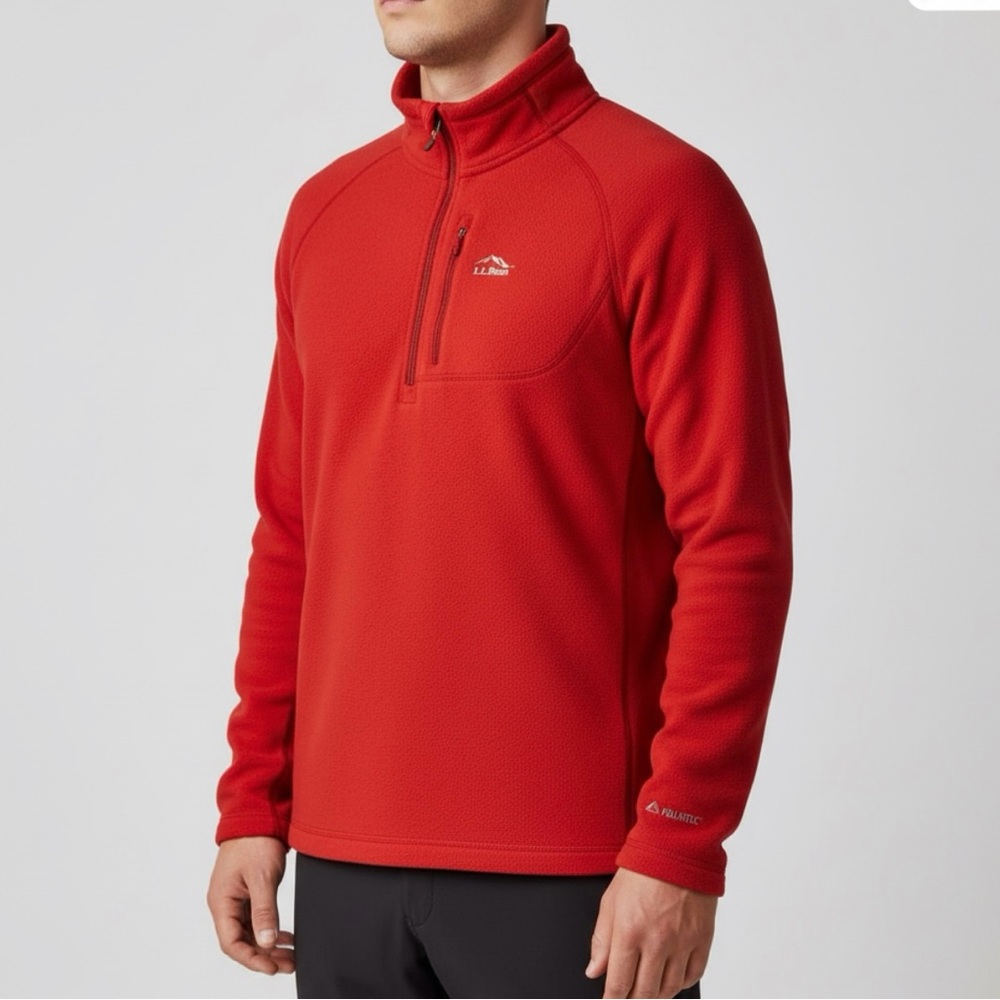 L.L.‎ Bean Red Zip Up Sweater Vibrant Sporty Design